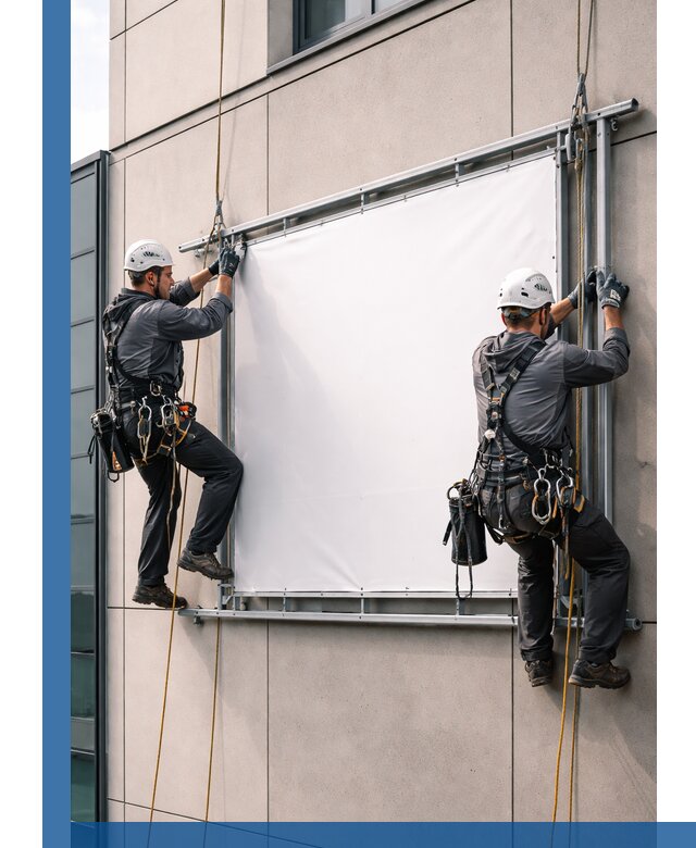 Монтаж наружной рекламной вывески в Курске под ключ