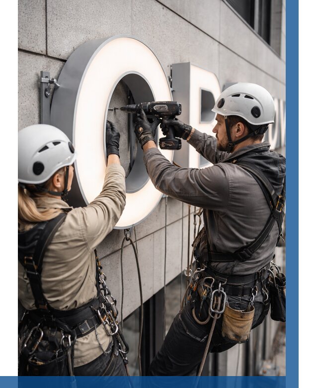 Монтаж световых букв в Курске от 3127 р. под ключ ВЫСОТНИК-Кус