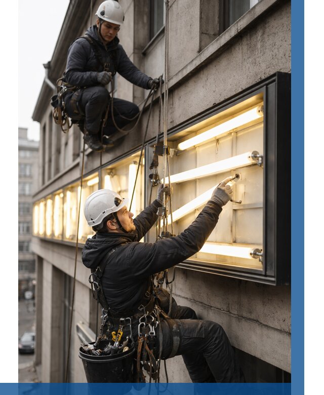 Замена ламп в вывеске в Курске под ключ от 3648 р. | ВЫСОТНИК-Кус