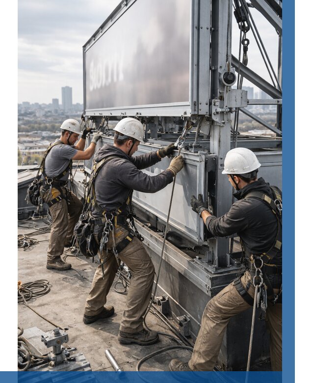 Монтаж крышной рекламной конструкции в Курске от 62544 р.|ВЫСОТНИК-Кус