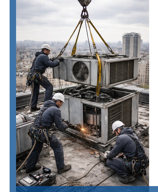 Демонтаж крышной установки в Курске любой сложности