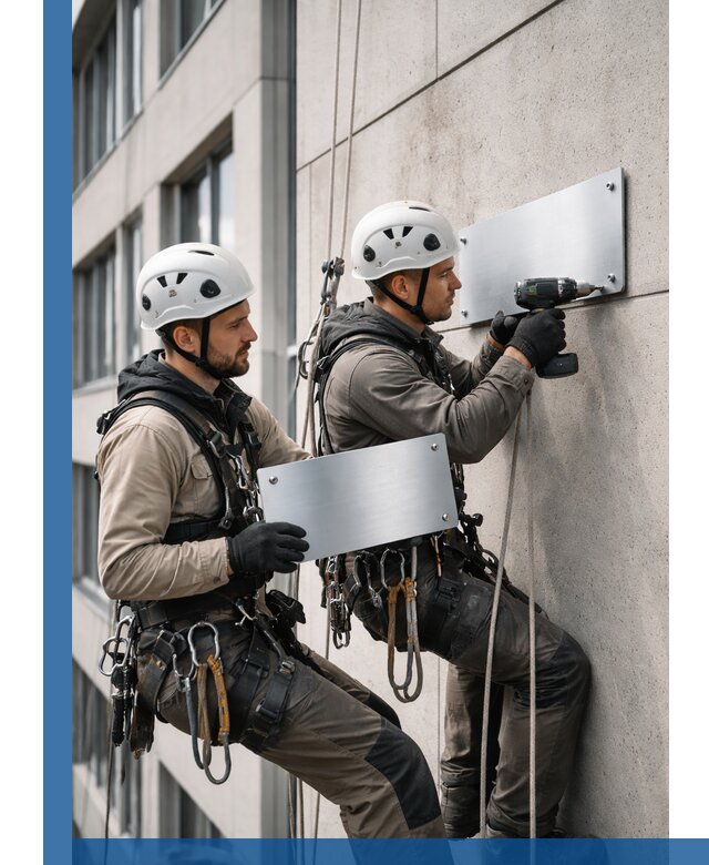 Монтаж табличек и указателей в Курске для зданий и сооружений