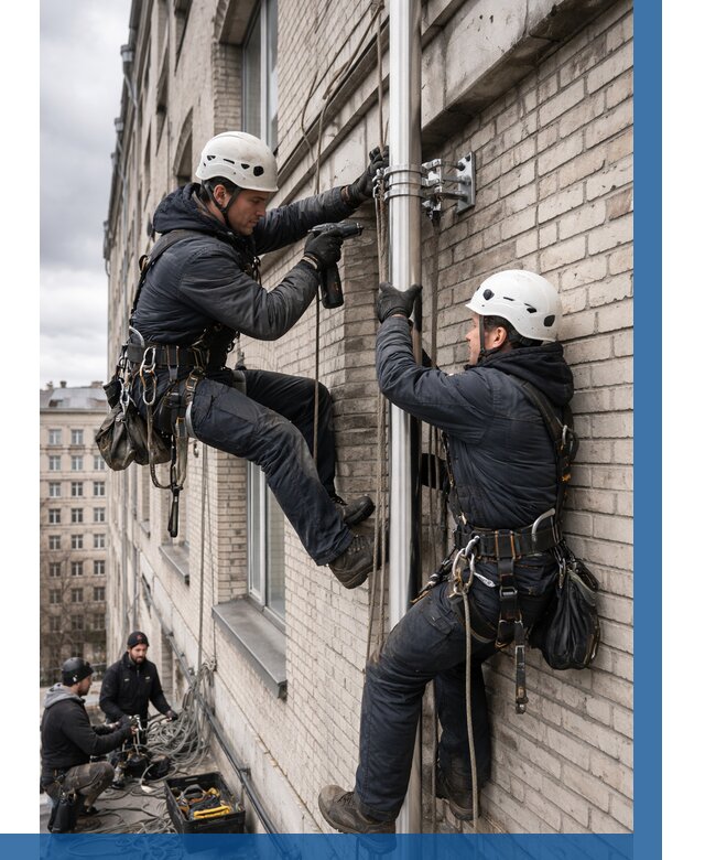 Монтаж флагштока на здании в Курске от 6776 р. | ВЫСОТНИК-Кус