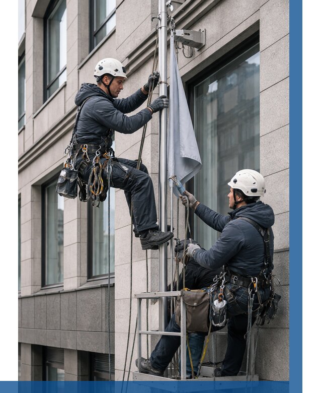 Установка флагов на фасаде в Курске от 4691 р. | ВЫСОТНИК-Кус