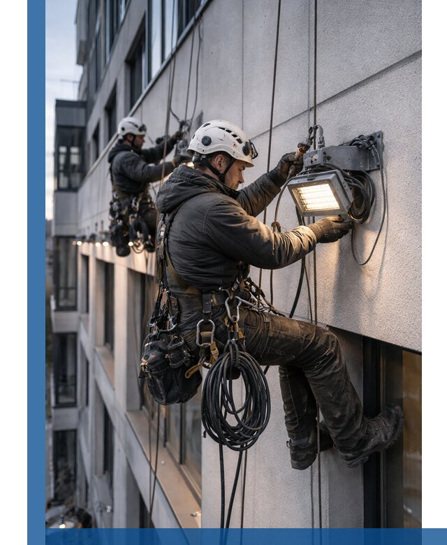 Монтаж фасадного освещения в Курске установка и подключение