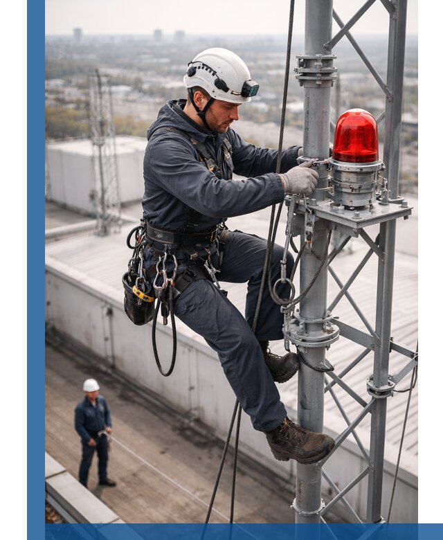 Монтаж заградительных огней и обслуживание объектов в Курске