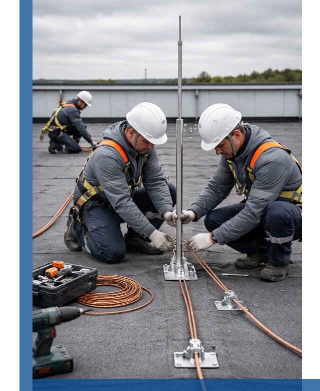 Монтаж молниезащиты на кровле в Курске под ключ с гарантией