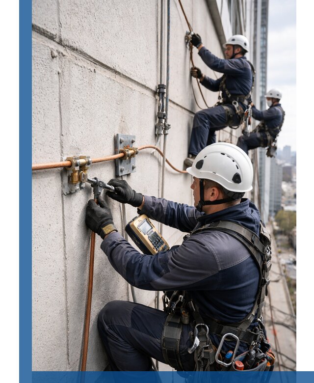 Монтаж системы заземления здания и молниезащиты в Курске