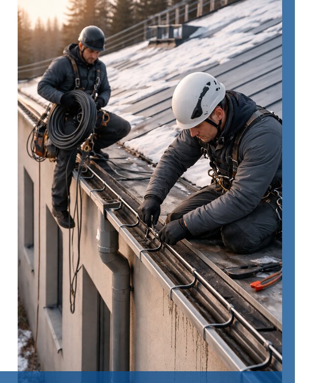 Монтаж греющего кабеля на кровле в Курске от 469 р. | ВЫСОТНИК-Кус