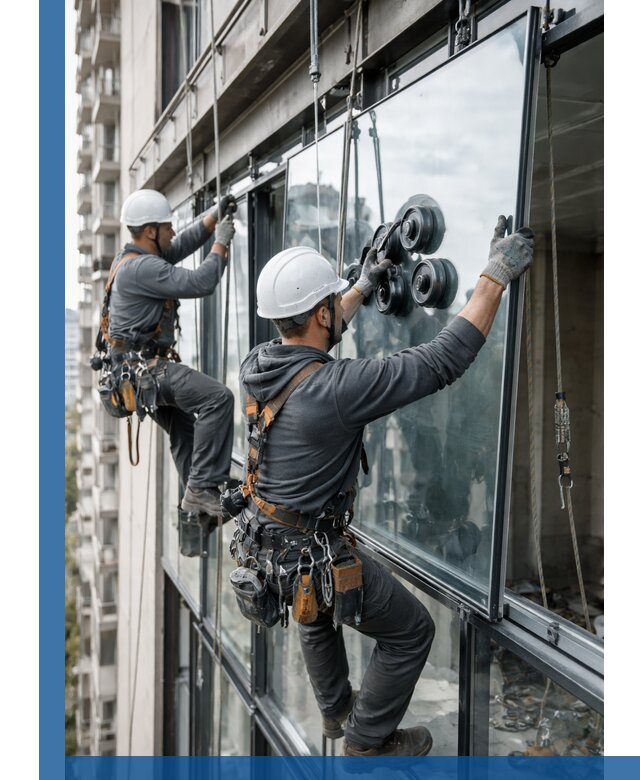 Витражное остекление фасадов и лоджий в Курске под ключ