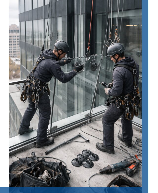 Монтаж стеклянных ограждений в Курске от 2606 р. | ВЫСОТНИК-Кус