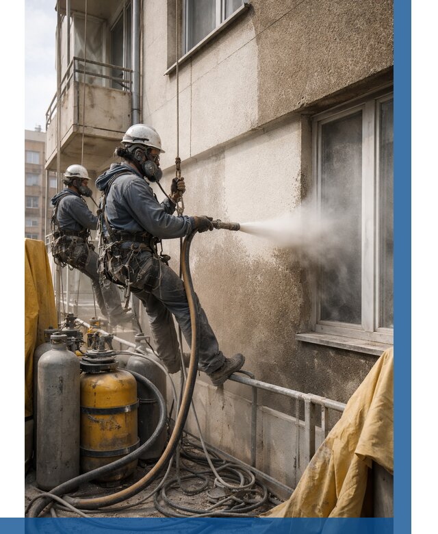 Пескоструйная очистка фасада в Курске от 678 р. | ВЫСОТНИК-Кус