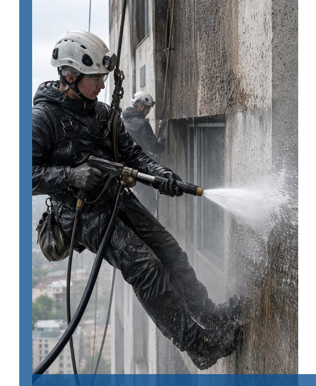 Гидроструйная очистка фасадов и конструкций в Курске