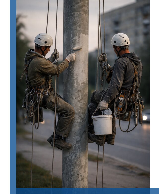 Покраска опор освещения и антикоррозийная защита в Курске