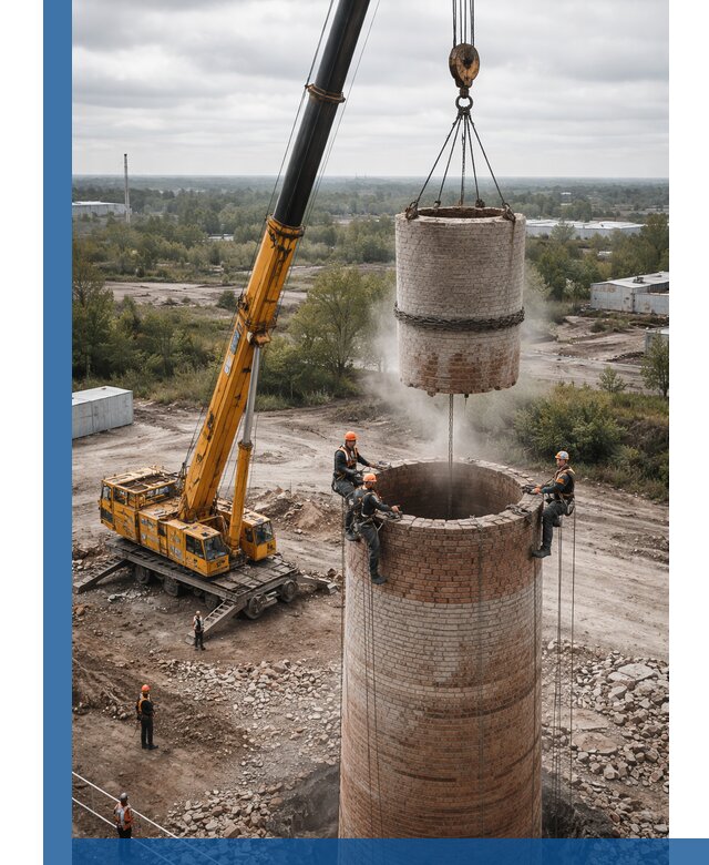 Демонтаж дымовой трубы в Курске с гарантиями безопасности