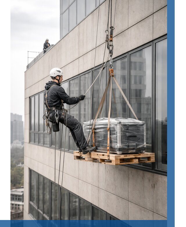 Спуск груза по фасаду в Курске от 3648 р. | ВЫСОТНИК-Кус