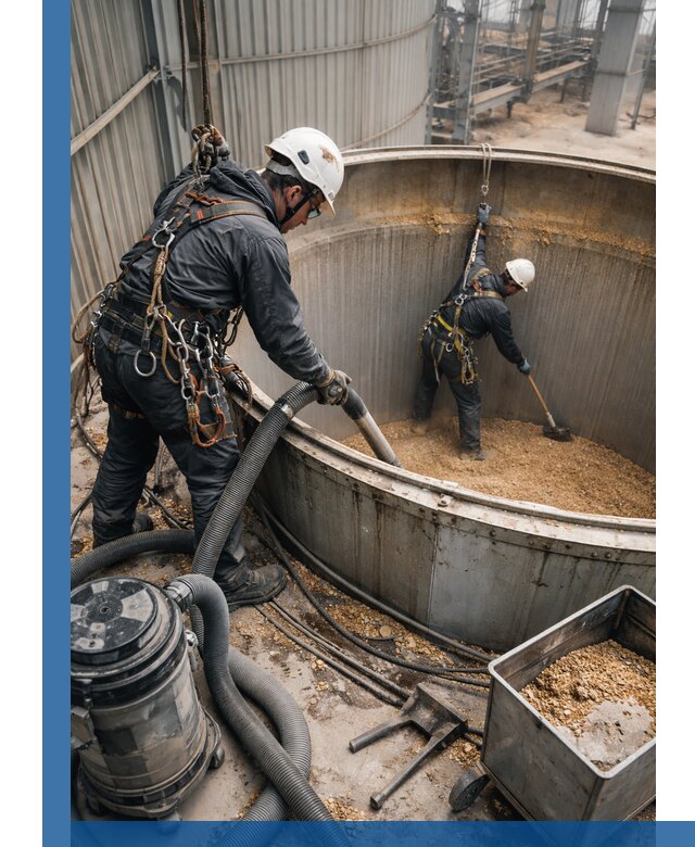 Профессиональная чистка зерновых бункеров в Курске с выездом