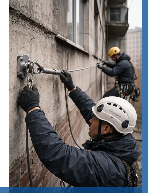 Монтаж анкерных линий в Курске от 3127 р. | ВЫСОТНИК-Кус