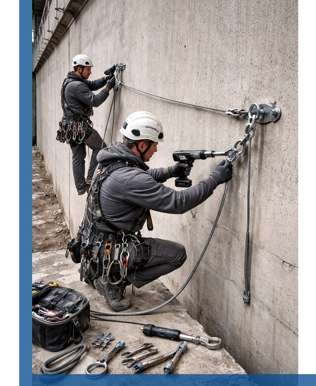 Монтаж анкерных линий высотной безопасности в Курске