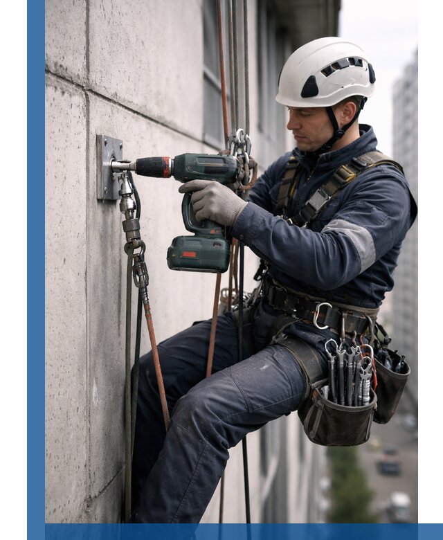 Установка анкерных точек для высотных работ в Курске